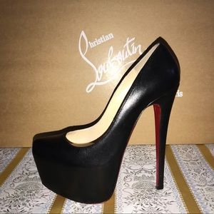 Daffodile Platform Red Sole Pump, Black